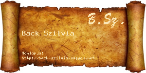Back Szilvia névjegykártya